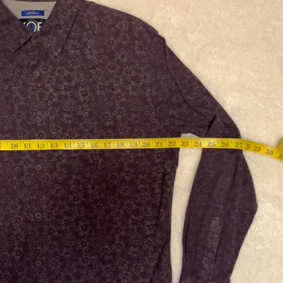 Joseph Abboud Mens Slim Fit Shirt Sz Lg Casual Button Patterned Long Sleeve Plum - Picture 8 of 9